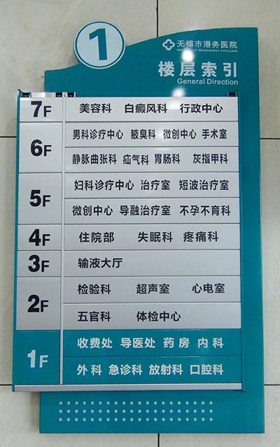 无锡港务医院体检中心指示牌 无锡港务医院体检中心指示牌